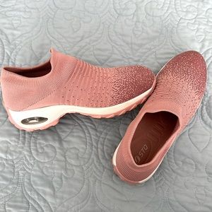 Pink slip on shoes